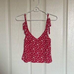 Privacy Please: Crop Red Floral Camisole - Size XS